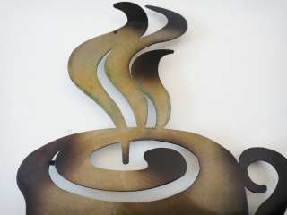 Contemporary Metal Wall Art   Abstract Coffee Cup  