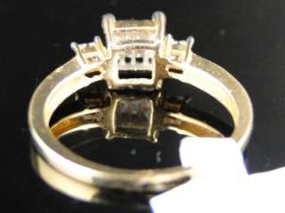   YELLOW GOLD PRINCESS CUT DIAMOND 3 STONE WEDDING RING 1/4 CT  