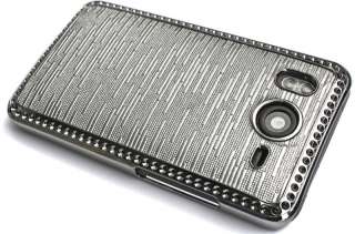 HTC DESIRE HD METALLIC HARD Cover SCHALE HÜLLE BLING CASE SILBER 