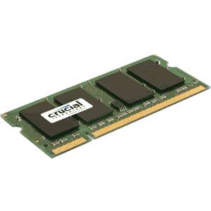 2GB, 200 pin SODIMM, DDR2 PC2 5300 memory CRUCIAL  