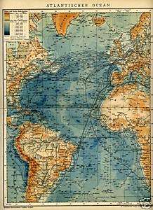 1901 OCEANO ATLANTICO  Antica MAPPA  