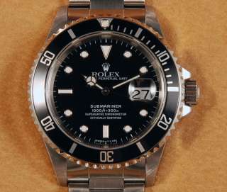 Mint* Mens Rolex Submariner 16610 Black Dial Watch #02656  
