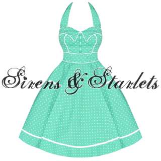 HELL BUNNY OLIVE WOMENS LADIES MINT GREEN POLKA DOT 50S VTG PROM PARTY 