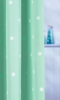 BLUE GREEN POLKA DOT TEXTILE SHOWER CURTAIN WEIGHTED  