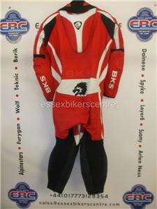 BKS One Piece Red Motorcycle Race Leathers Eu 54 UK 44 VGC Top Quality 