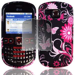PINK BUTTERFLY CASE COVER FOR LG C300 TOWN+SCREEN GUARD  