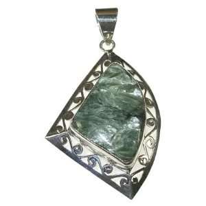  Freeform Seraphinite and Sterling Silver Pendant
