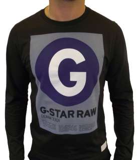 Mens G STAR RAW Station R T Long Sleeve T Shirt Dark Blue  