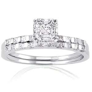 10 Ct Asscher & Princess Cut Petite Diamond Engagement Wedding Rings 
