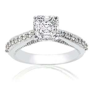   Asscher Cut Diamond Engagement Ring 14K SI1 EGL Fascinating Diamonds