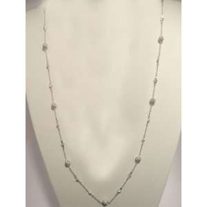  40 Pave Ball Necklace in White Gold 