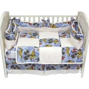   Hawaiian Surf Minky Chenille Baby Crib Bedding Set 