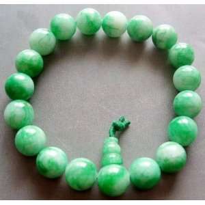   Green Jade Beads Buddhist Prayer Wrist Bracelet Mala 