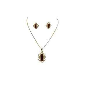   Pendants Necklace with Faux Ruby Red Gemstone Womens Jewelry Jewelry
