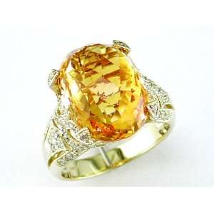   Ladies Diamond & Citrine Ring in 14K Yellow Gold (TCW 11.25). Jewelry