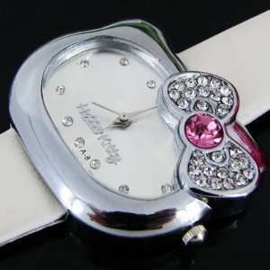 Hello Kitty Watch With White & Pink Crystal Bow + Hello KItty Pouch 