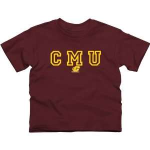 Central Michigan Chippewas Youth Wordmark Logo T Shirt   Maroon 