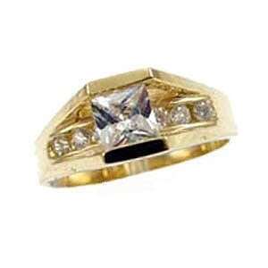   Gold, Fancy Engagement Lady Ring Princess Cut Created Gems Jewelry