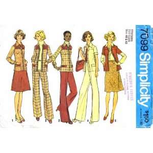 Simplicity 7099 Vintage Sewing Pattern Womens Shirt Jacket Skirt Pants 