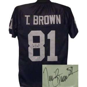 com Tim Brown signed Oakland Raiders Black Prostyle Jersey #81  Brown 