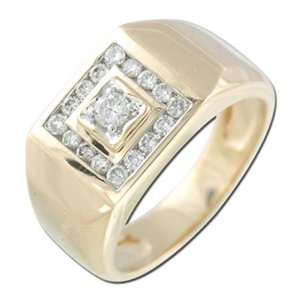  14K Yellow Gold Mens Diamond Ring Jewelry