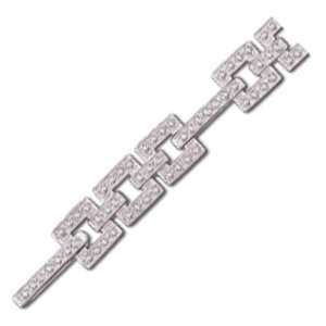  14kt White Gold Square Link Diamond Fashion Bracelet 