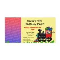 Fifth birthday party toy train boy picture card by jsoh