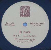 Vintage 1944 Military WWII D Day Radio Broadcasts by NBC 4 Vinyl 
