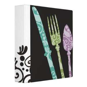    ornamental fork knife spoon recipe cookbook binder