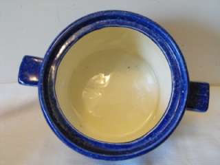 Blue & White Speckled Bean Pot Crock Pot & Lid  