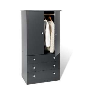  Black Edenvale 3 Drawer Wardrobe   Prepac JBD 3060 K