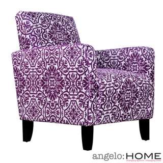   GOES MODERN 35.5H COMFY PURPLE/WHITE DAMASK ARM ACCENT CHAIR  