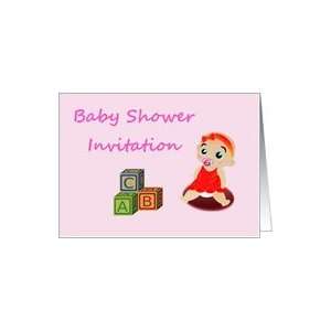  Baby Shower Invitation with alphabet toy blocks and baby 