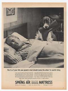 1963 Spring Air Mattress Sleeping Man Cocker Spaniel Ad  