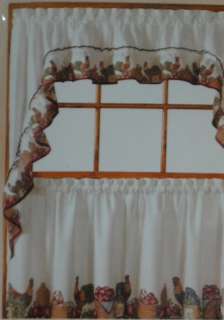 Rooster Curtain Set~Swag~Chicken~Country Kitchen~36 in.  