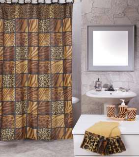 Brown Exotic Safari Animal Print 19 Piece Bath Shower Set  