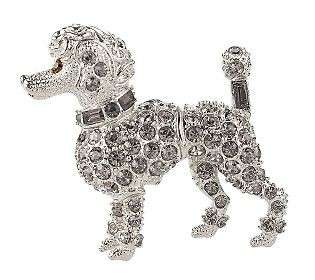 KJL Clear Pave Crystals Miniature French Poodle Pin NEW Kenneth Jay 