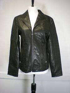New Marc Nee York Andrew Marc Womens Leather Jacket Black Lambskin 