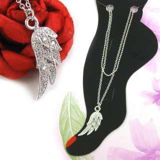 FEATHER ANGEL WING RHINESTONE ANKLE ANKLET BRACELET A8  