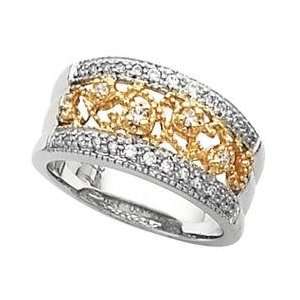   Two Tone Gold Diamond Bridal Anniversary Band Ring 