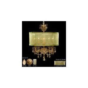   Chandelier in Antique White Glossy with Golden Teak Strass Pendalogue