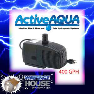   ACTIVE AQUA SUBMERSIBLE WATER PUMP 400 GPH HYDROPONICS AQUARIUM POND