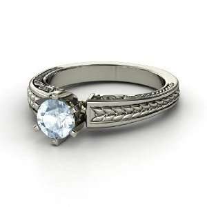    Round Brilliant Ceres Ring, Round Aquamarine Platinum Ring Jewelry