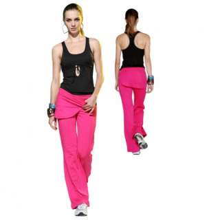 Sports Keyhole Racer Back Shelf Bra Top/Skirt Pants Pink/Black