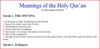   small sections from the actual Quraan English Translation PDF file