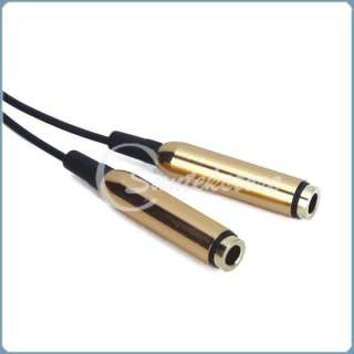   Splitter Audio Stereo Extension Earphone Headphone Cable Gold  