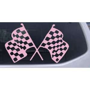 Racing Flags Moto Sports Car Window Wall Laptop Decal Sticker    Pink 