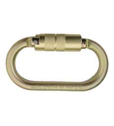 Steel oval style carabiner with auto locking system.