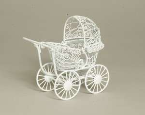   house MINI vintage WIRE BABY BUGGY CARRIAGE PRAM STROLLER FANCY  