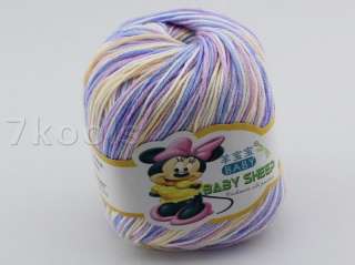 6x50g Cashmere Silk Cotton Baby Yarn Lot,Sport,Yellow White Blue 